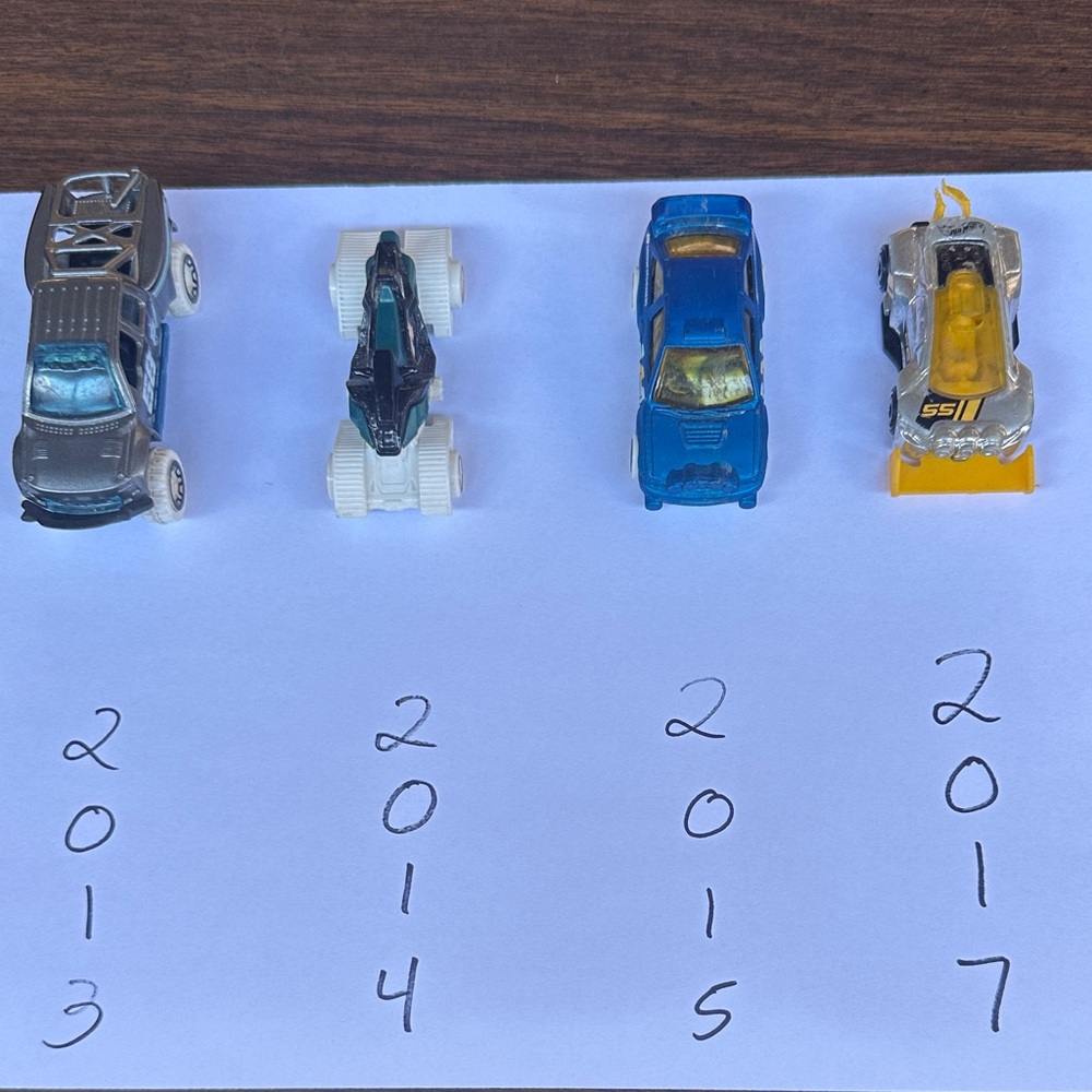 Hot Wheels Die Cast Blue and Silver Toy Car Set from 2013, 2014, 2015, 2017